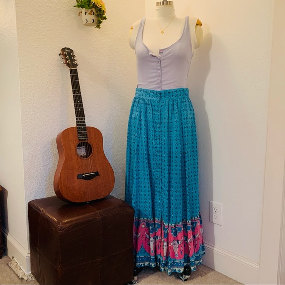 House of Skye Aussie import! Blue and Pink Maxi Skirt - Picture 1 of 9